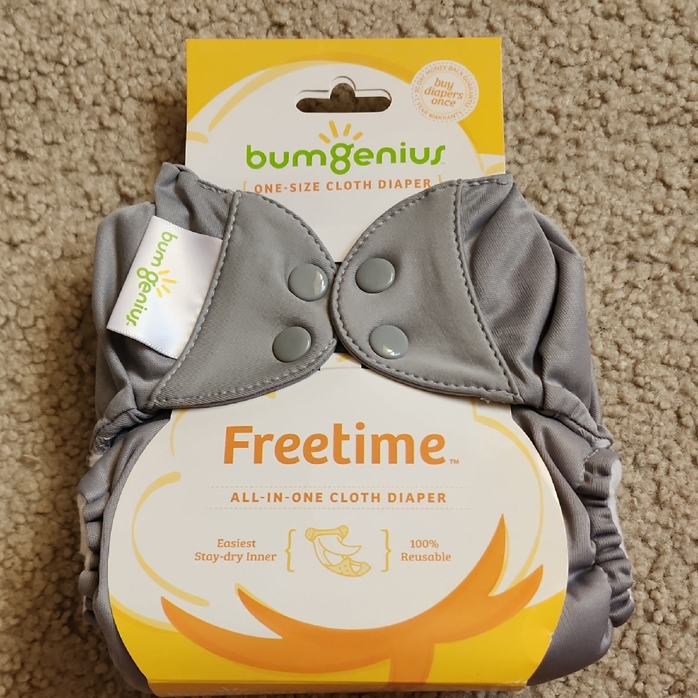 BumGenius Freetime Gray Cloth Diaper